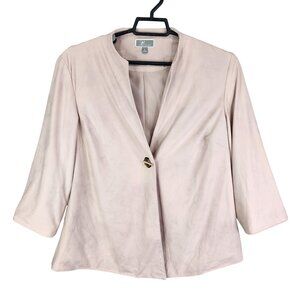 Womens Pink JM Collection Lined Blazer Jacket V Neck Gold Hardware Closure S